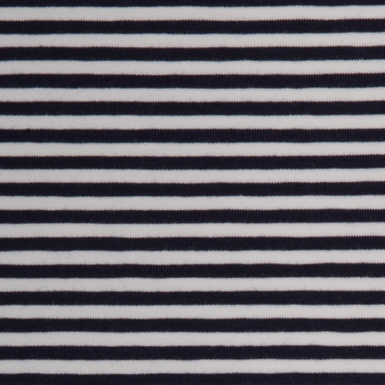 Jersey Streifen - 3 mm - Weiß/Dunkelblau